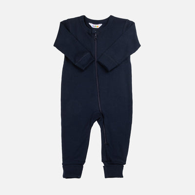 Baby & Kids Cotton Rib Zip Pyjamas - Navy