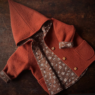Baby & Kids Autumn Wool Pixie Hooded Jacket - Terracotta