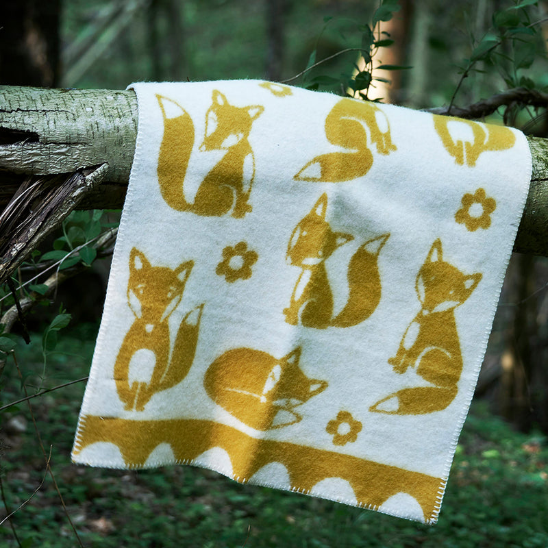 Lambswool Fox Baby Blanket/Swaddle - Saffron