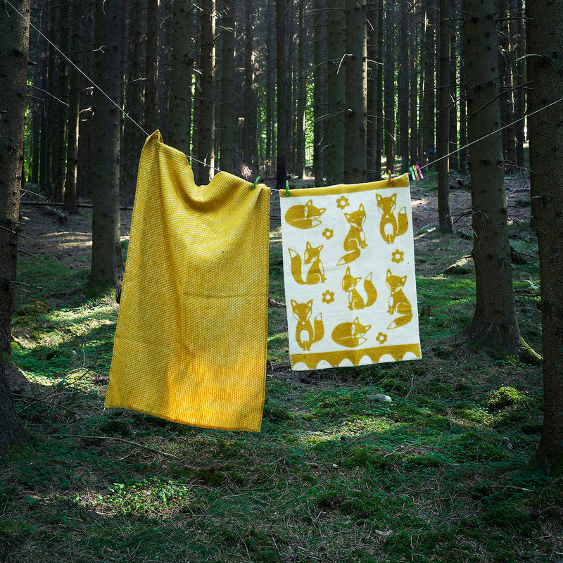 Lambswool Velvet Midi Blanket/Throw - Saffron