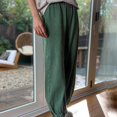 Women's Cotton Balloon Pants - Basil