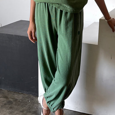 Women's Cotton Balloon Pants - Basil