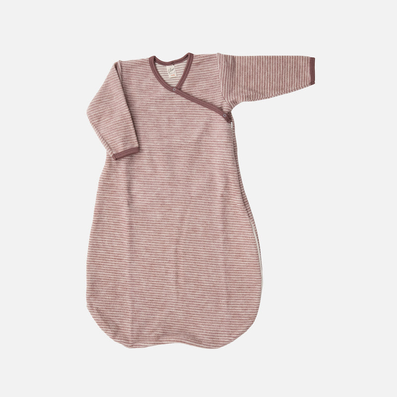 Baby Merino Wool Brushed Terry Wrap Sleeping Bag - Mauve/Natural