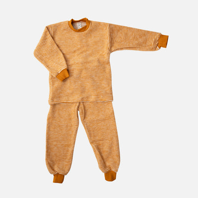 Merino Wool Brushed Terry Pyjama Set - Curry/Natural