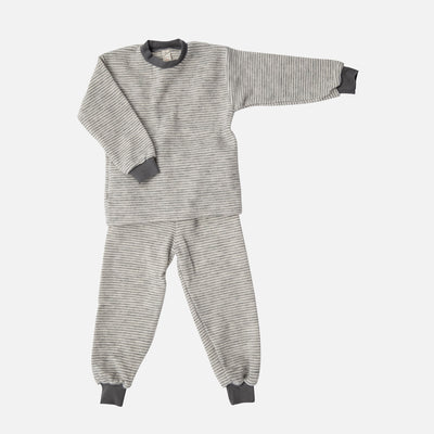 Merino Wool Brushed Terry Pyjama Set - Grey/Natural