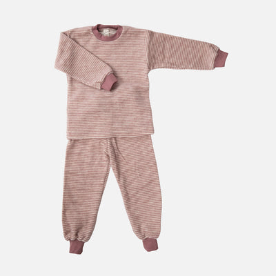 Merino Wool Brushed Terry Pyjama Set - Mauve/Natural