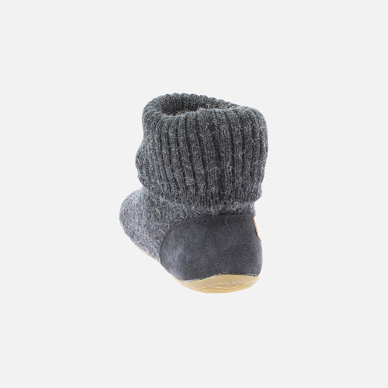 Boiled Wool Tall Slipper boot - Anthracite