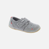 Boiled Wool/Suede Slipper Shoe - Grey Melange