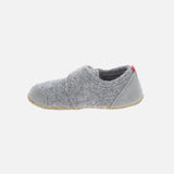 Boiled Wool/Suede Slipper Shoe - Grey Melange