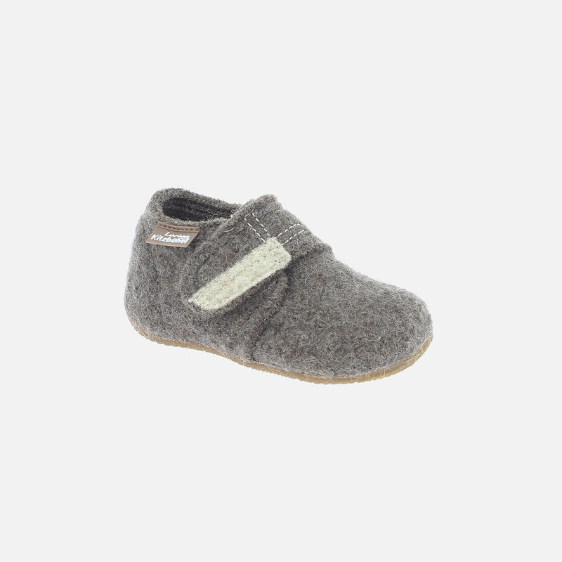 Boiled Wool Slipper shoe - Brown Melange