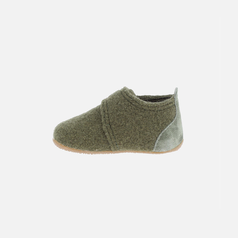 Boiled Wool Slipper Shoe - Moss