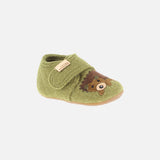 Boiled Wool Slipper Shoe - Olive Hedgehog