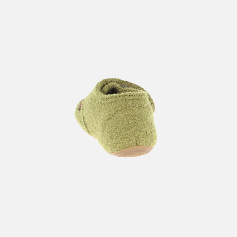 Boiled Wool Slipper Shoe - Olive Hedgehog