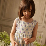 Kids Cotton Aloisa Dress - Cream Flower Dunes