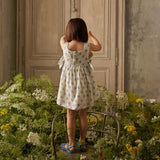 Kids Cotton Aloisa Dress - Cream Flower Dunes