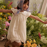 Kids Cotton Mia Dress - Off White Schiffli