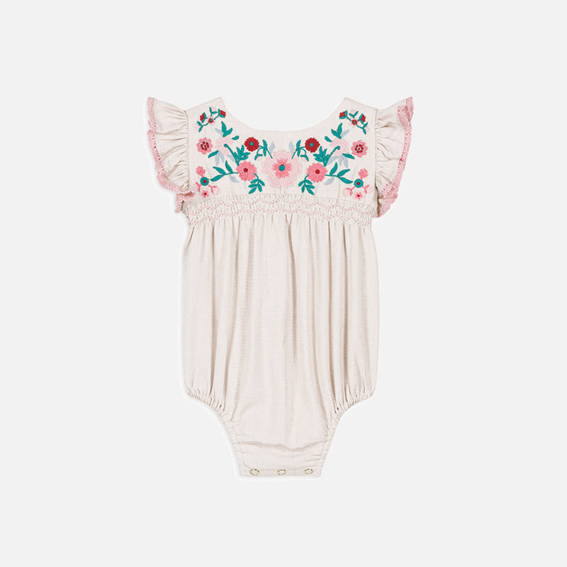 Baby Cotton/Linen Anusha Romper - Cream