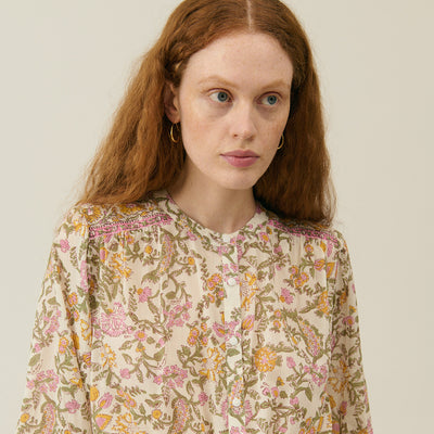 Women's Cotton Jeanne Shirt - Cream Mimosa Spring