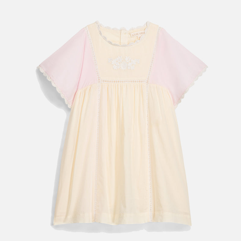 Kids Cotton Aurora Dress - Pink & Yellow