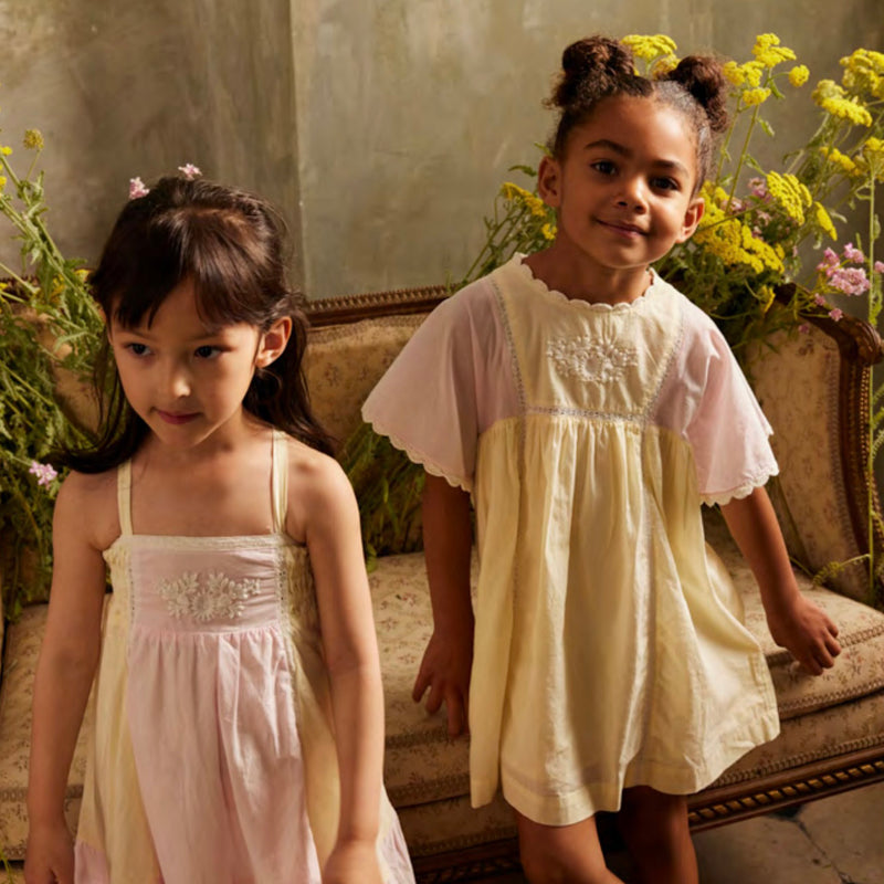 Kids Cotton Aurora Dress - Pink & Yellow