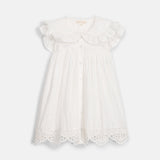 Kids Cotton Mia Dress - Off White Schiffli