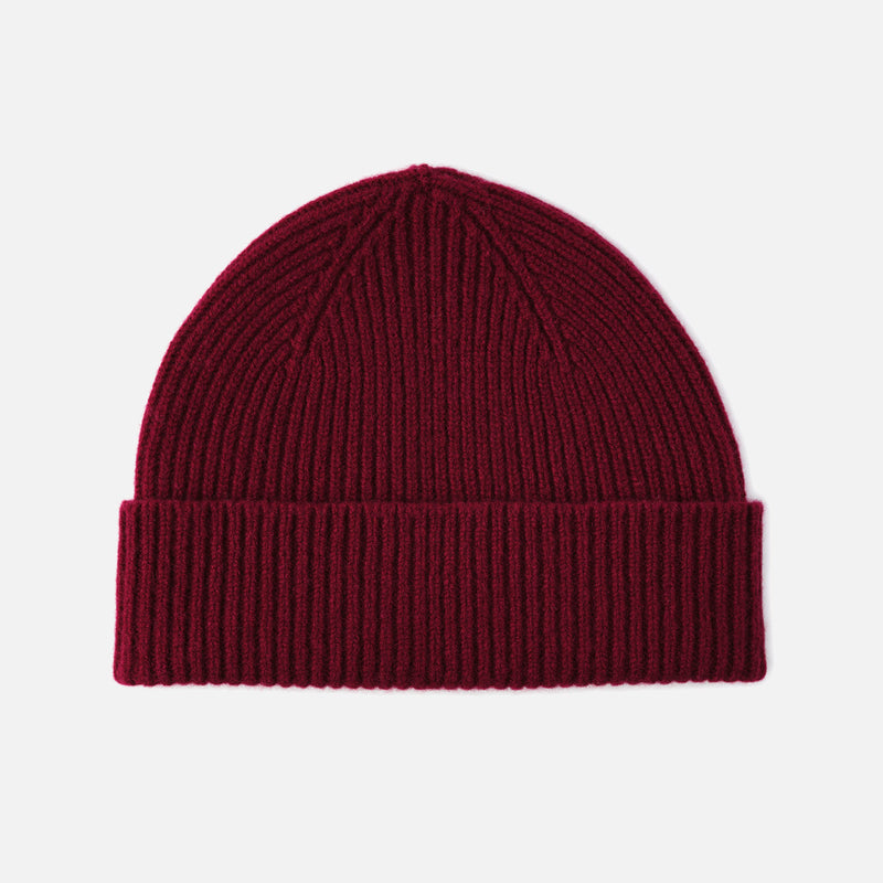 Adults Lambswool Clyde Beanie - Bordeaux