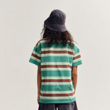 Cotton Loose Tee - Bottle Green Stripe