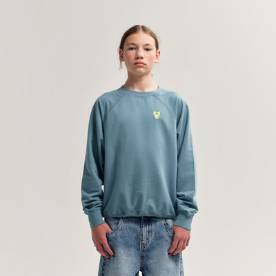 Cotton Raglan Sweatshirt - Smoke Blue