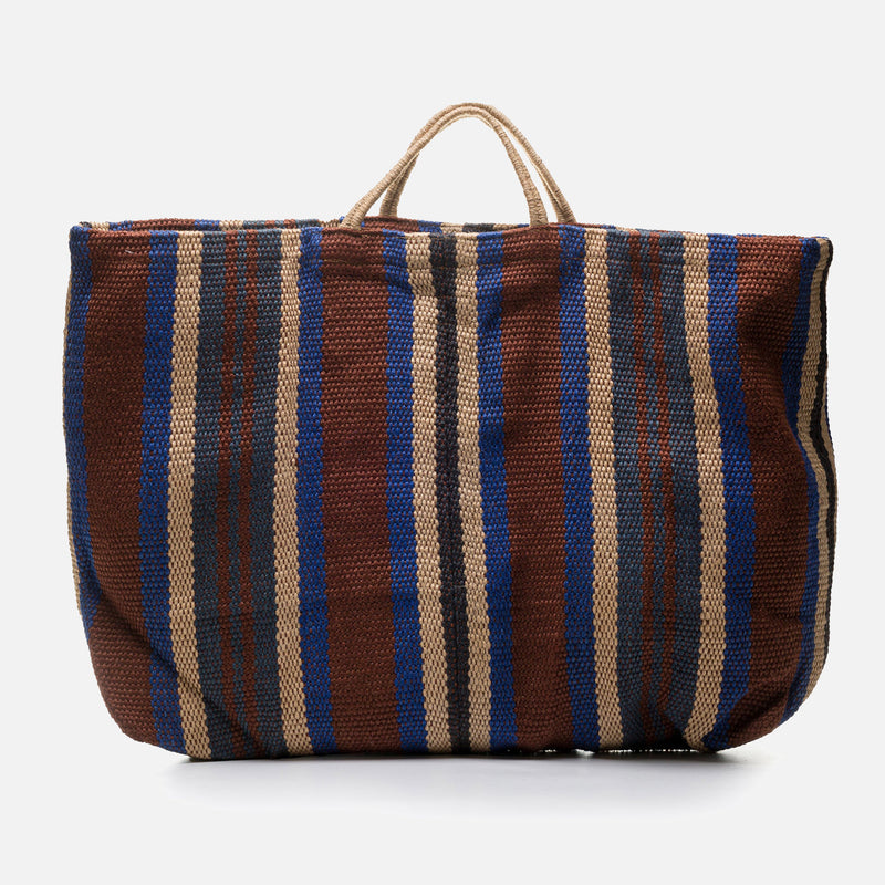 Hand Woven Jute Giant Poresh Hold All - Cobalt Stripe