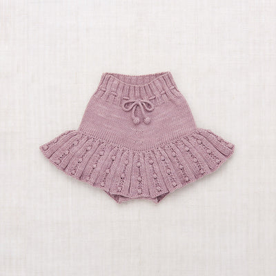 Hand Knit Pima Cotton Eyelet Popcorn Skating Skirt - Plum Petal