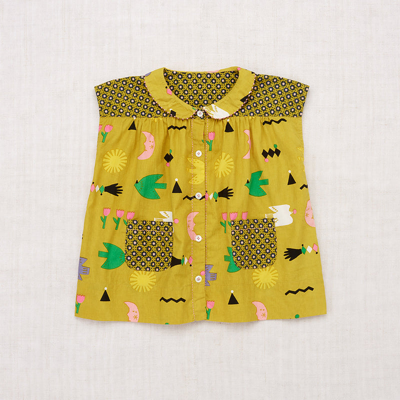 Cotton Nanna Tunic - Pistachio Bird Party