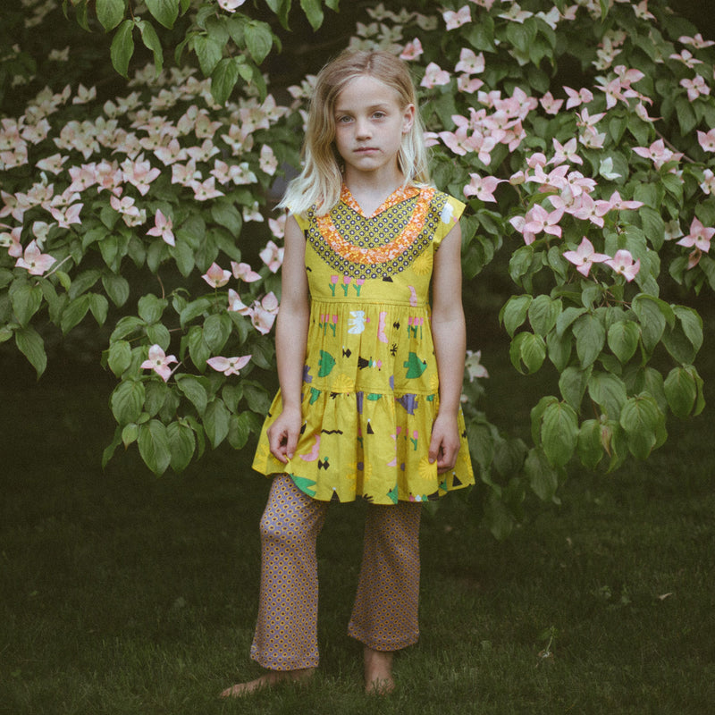 Cotton Ruthie Dress - Pistachio Bird Party