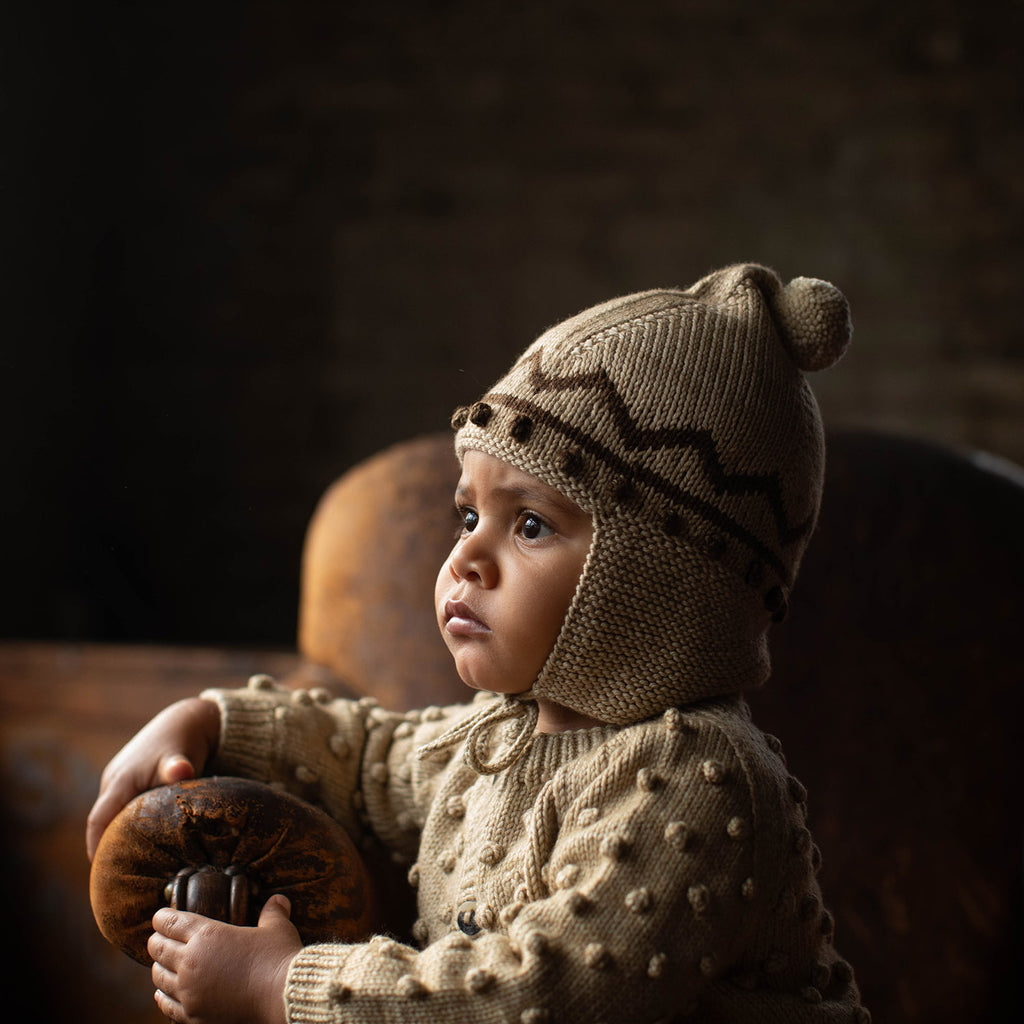 Baby & Kids Hand Knit Merino Wool Popcorn Cardigan - Alabaster