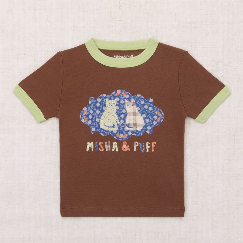Kids Pima Cotton Barn Cats Collage Ringer Tee - Cola
