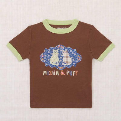 Kids Pima Cotton Barn Cats Collage Ringer Tee - Cola