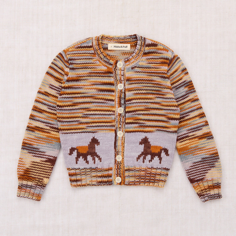 Kids Pima Cotton Horse Trot Cardigan - Viola Space Dye