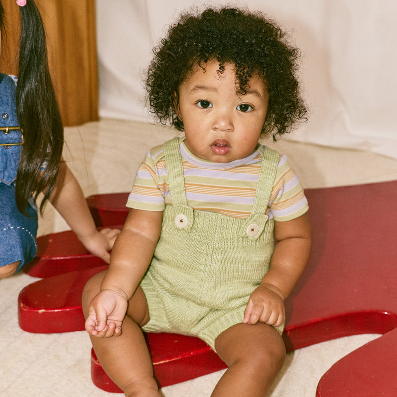 Baby Pima Cotton Lap Tee - Mist Avenue Stripe