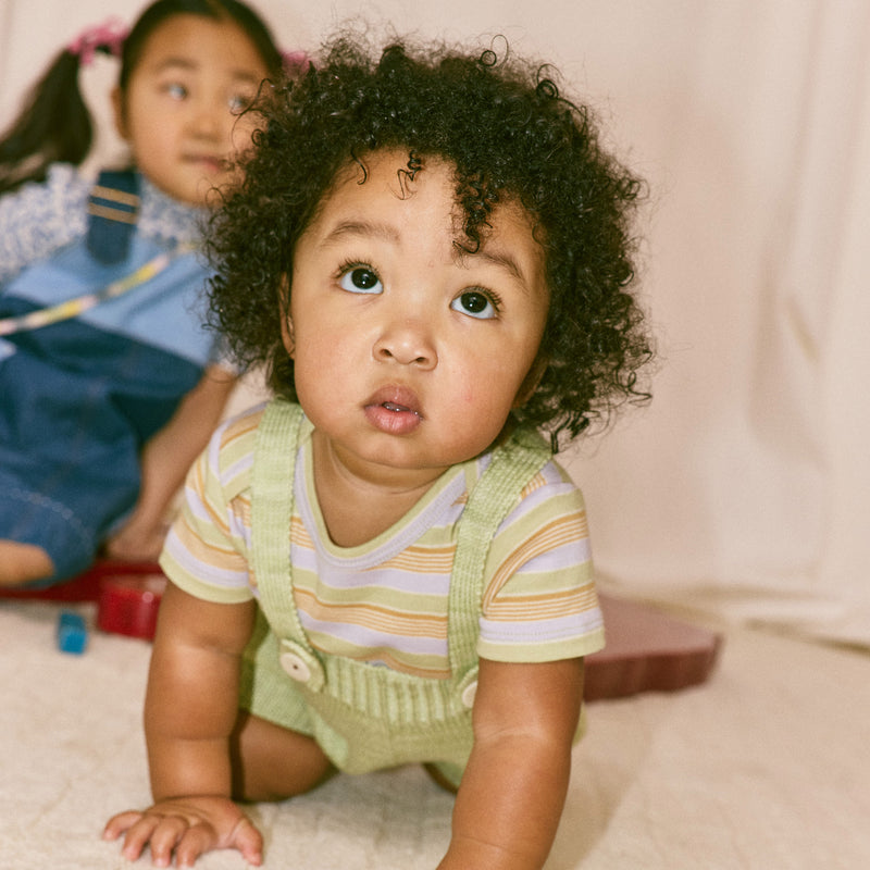 Baby Pima Cotton Lap Tee - Mist Avenue Stripe