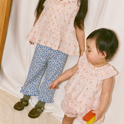 Kids Pima Cotton Ruffle Peddle Pusher - Blue Ribbon Lisse Fields