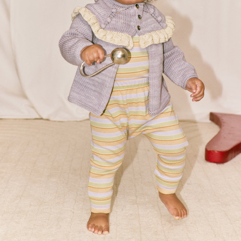 Baby Pima Cotton Leggings - Mist Avenue Stripe