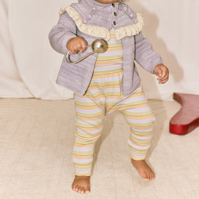 Baby Pima Cotton Leggings - Mist Avenue Stripe