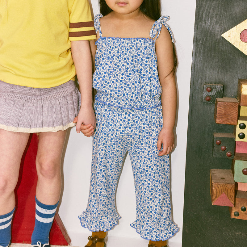 Kids Pima Cotton Ruffle Peddle Pusher - Blue Ribbon Lisse Fields