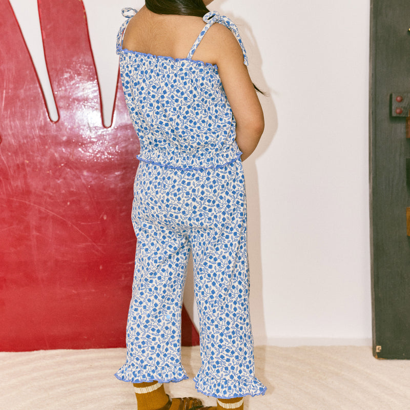 Kids Pima Cotton Ruffle Peddle Pusher - Blue Ribbon Lisse Fields