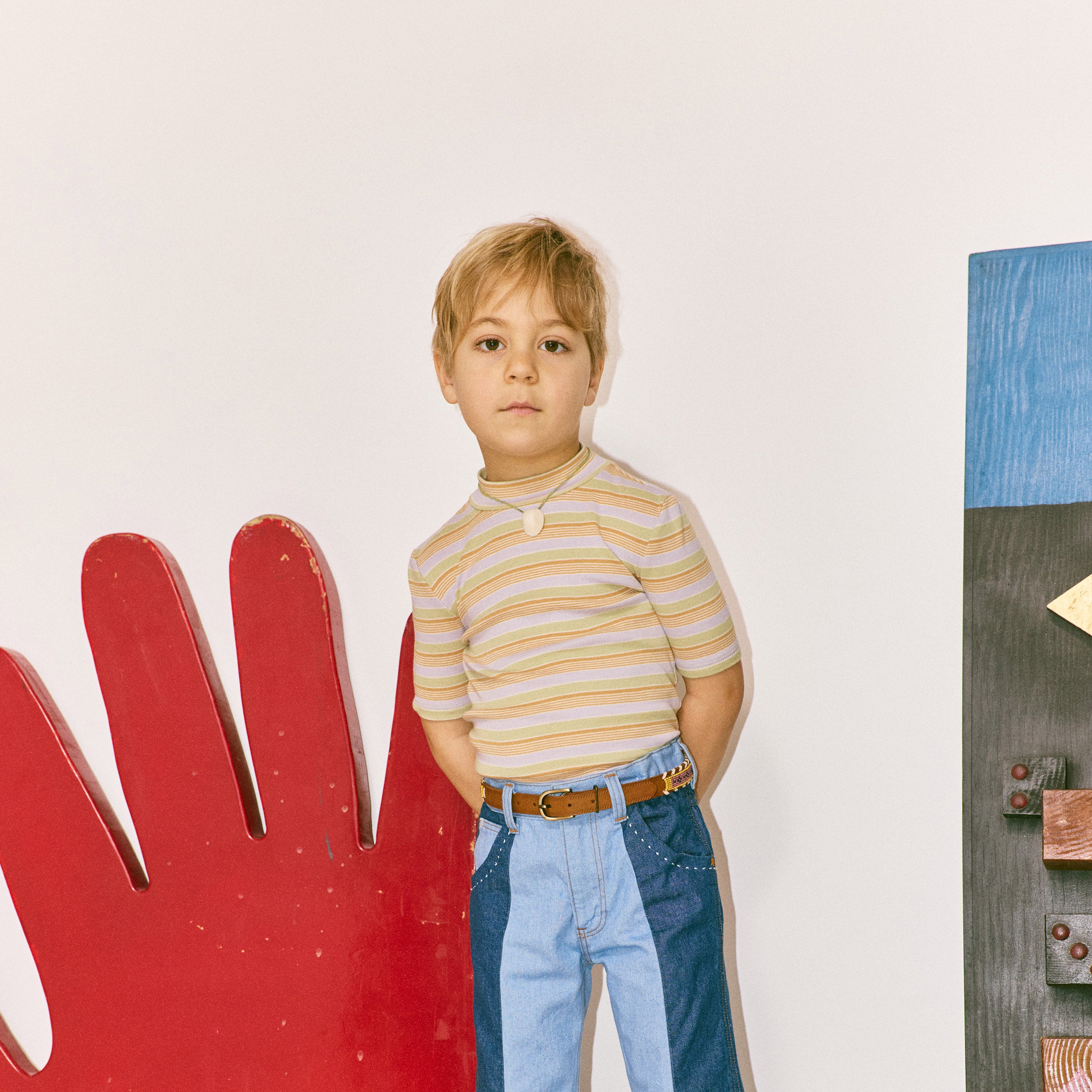 Kids Pima Cotton Serge Top in Mist Avenue Stripe in sizes 2y-10y
