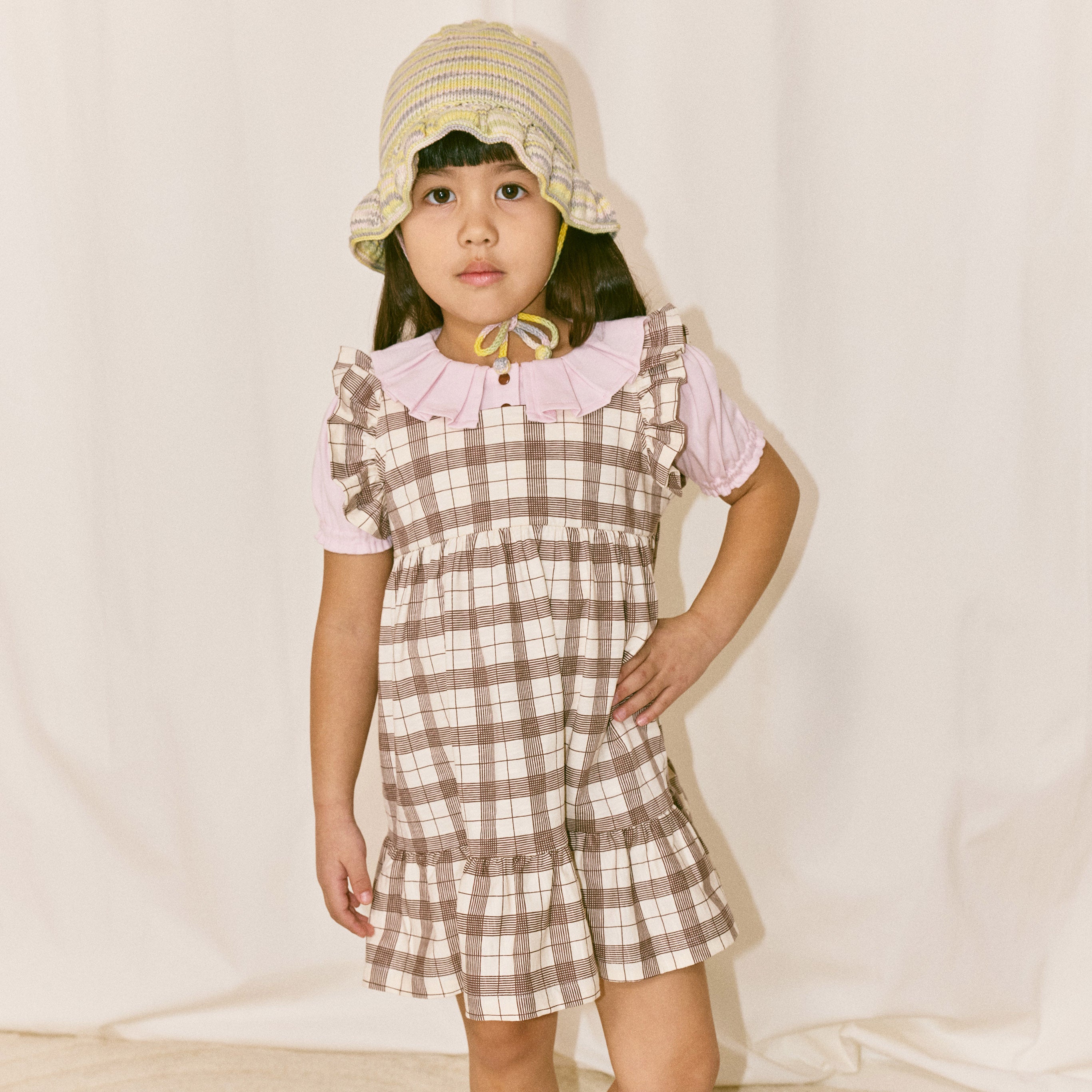 Kids Pima Cotton Ruffle Sleeve Dress in brown in sizes 2y-8y – MamaOwl