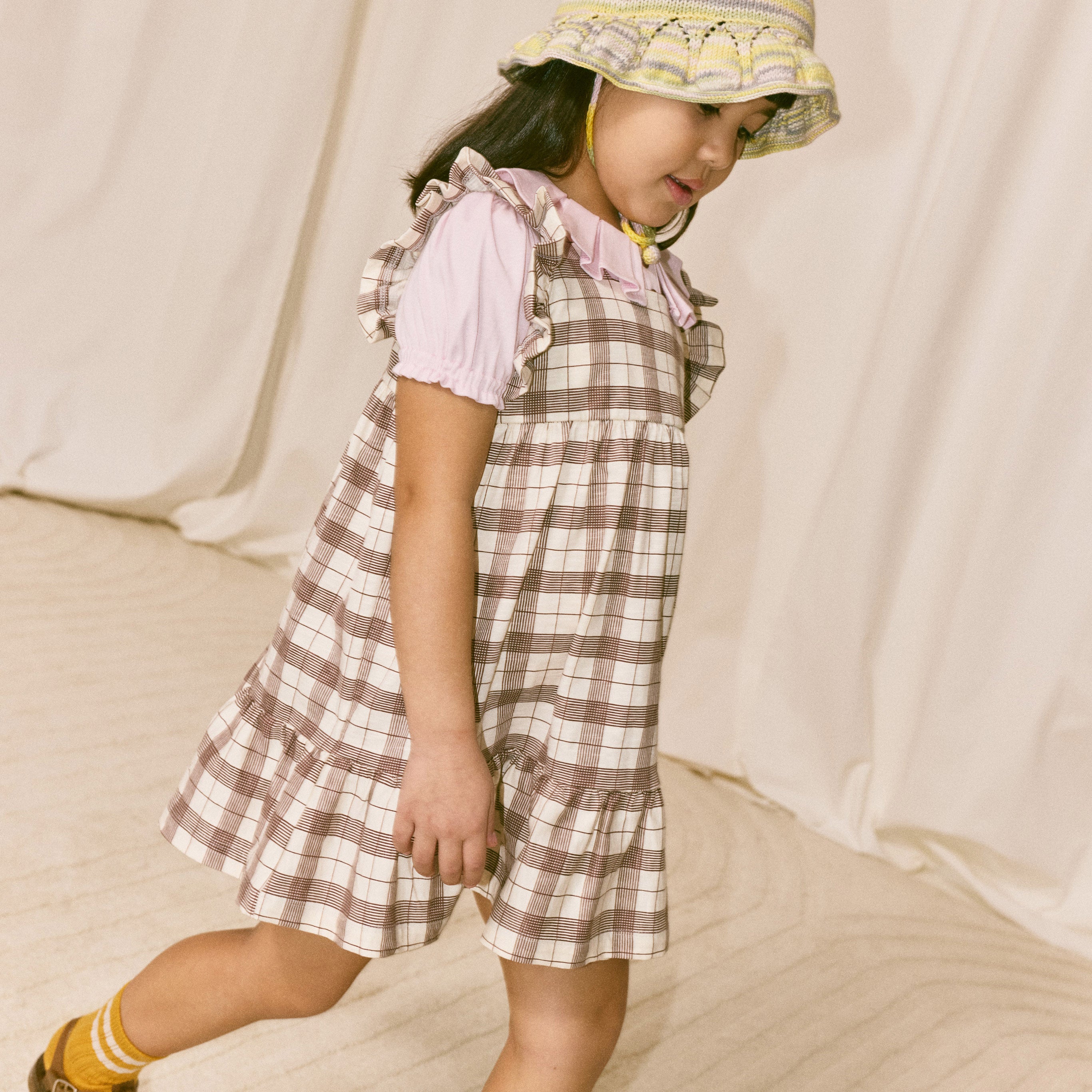 Kids Pima Cotton Ruffle Sleeve Dress in brown in sizes 2y-8y – MamaOwl