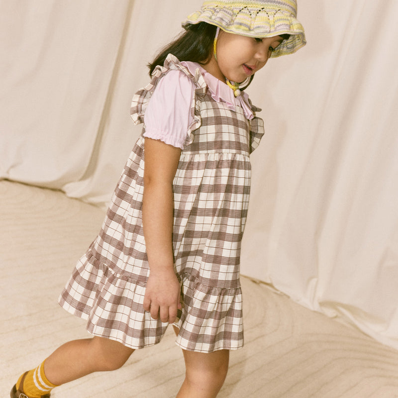 Kids Pima Cotton Ruffle Sleeve Dress - Cola Piazza