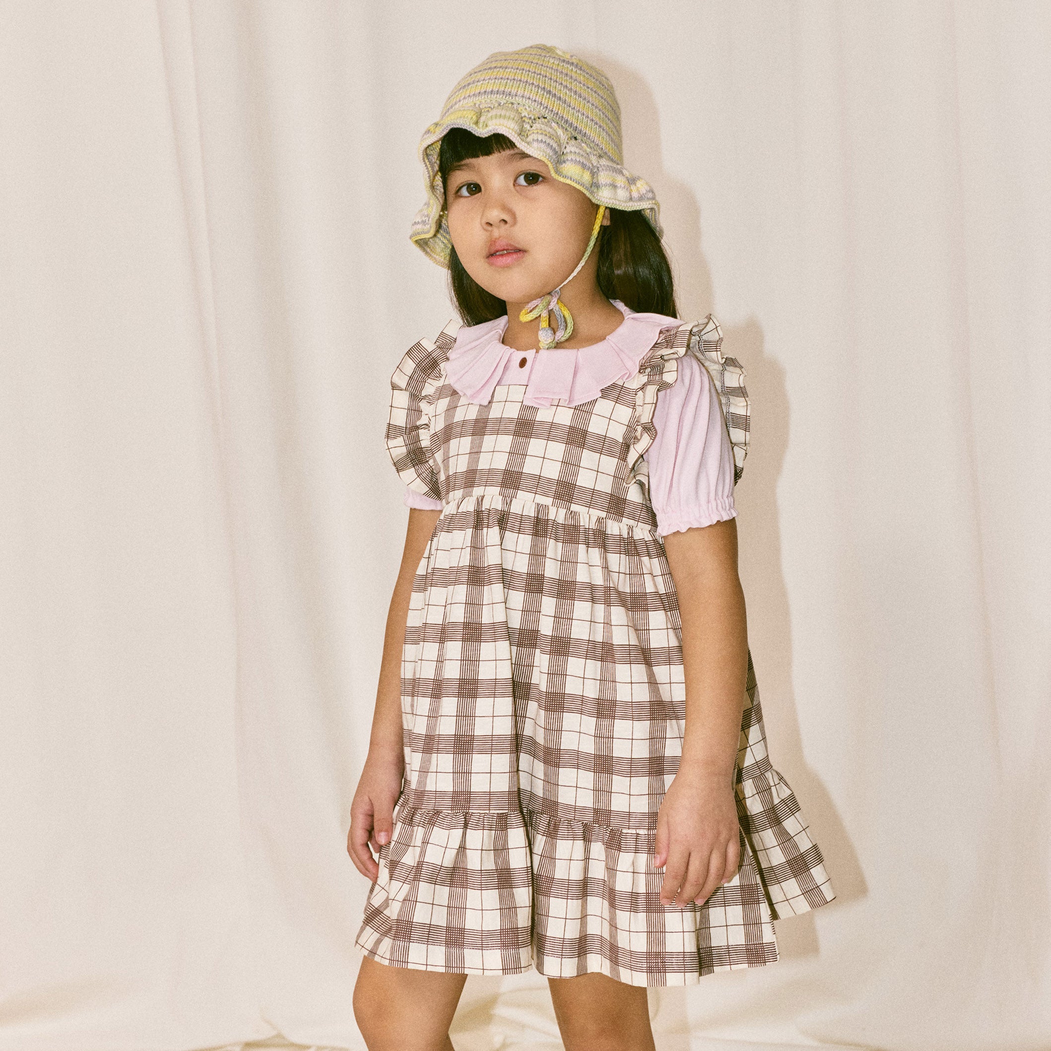 Kids Pima Cotton Ruffle Sleeve Dress in brown in sizes 2y-8y – MamaOwl
