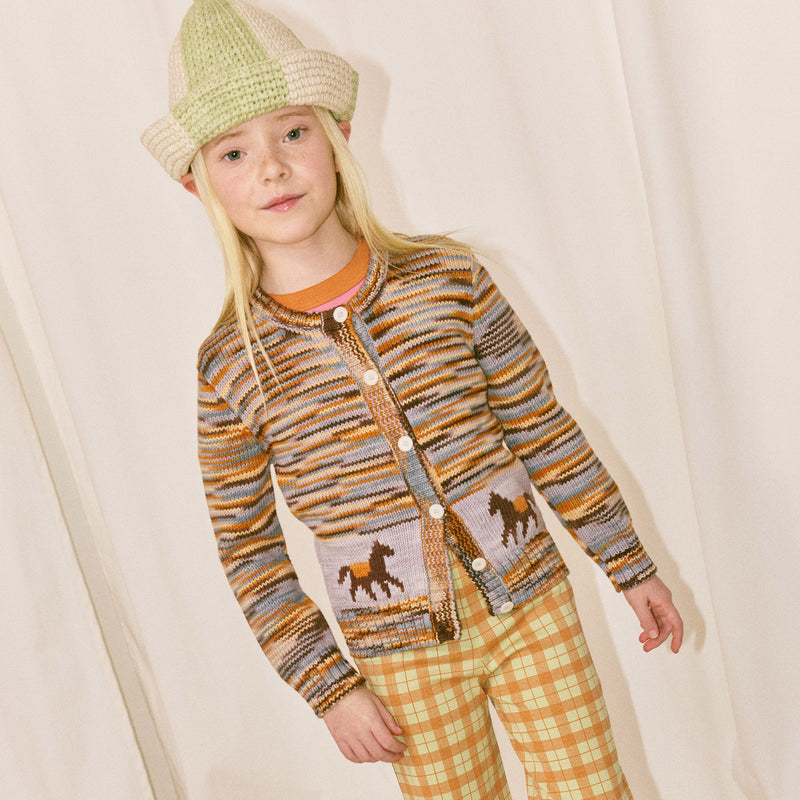 Kids Pima Cotton Horse Trot Cardigan - Viola Space Dye