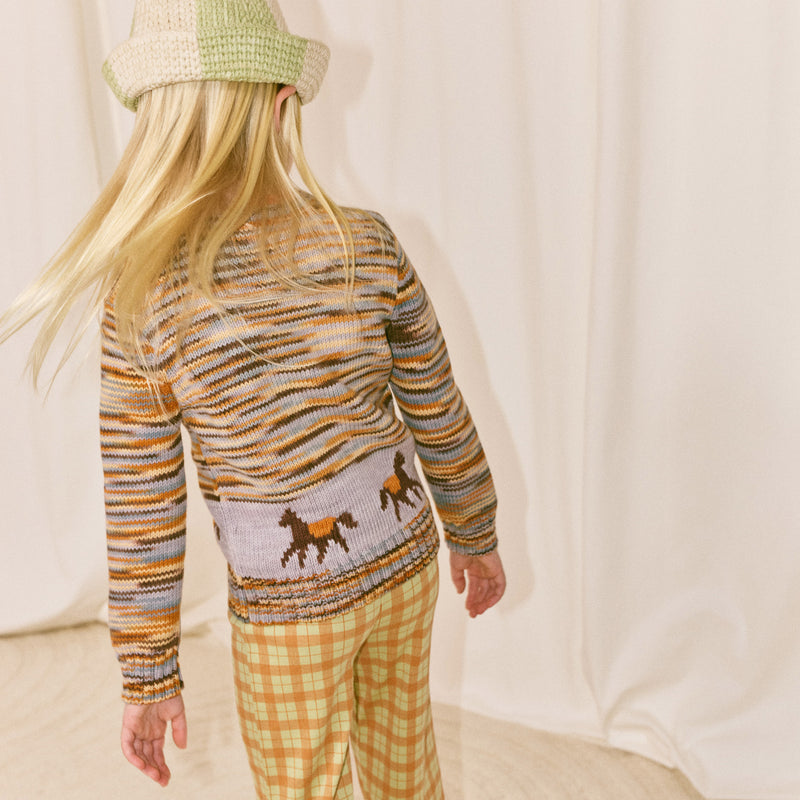 Kids Pima Cotton Horse Trot Cardigan - Viola Space Dye